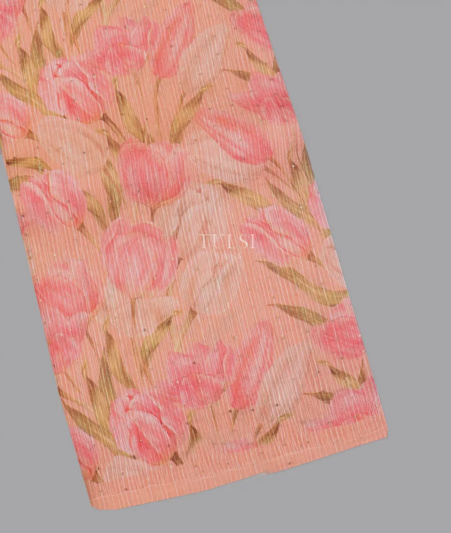 Peach Kora Matka Tussar Saree T578620-image