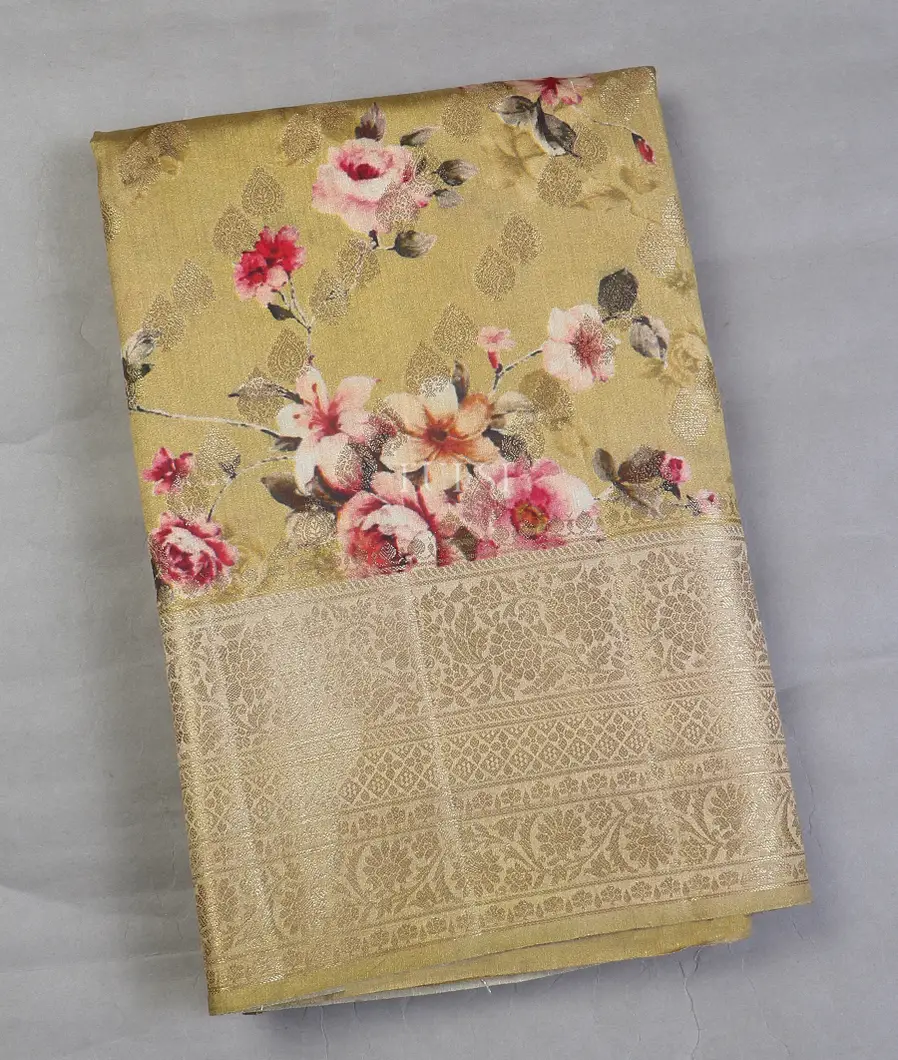 Greenish Beige Chaniya Silk Saree T610764-image