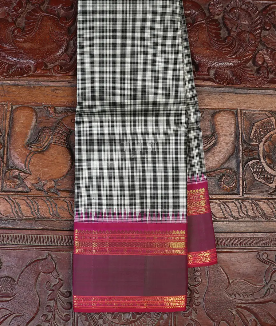 Black and White Kanjivaram Silk Saree T613542-image