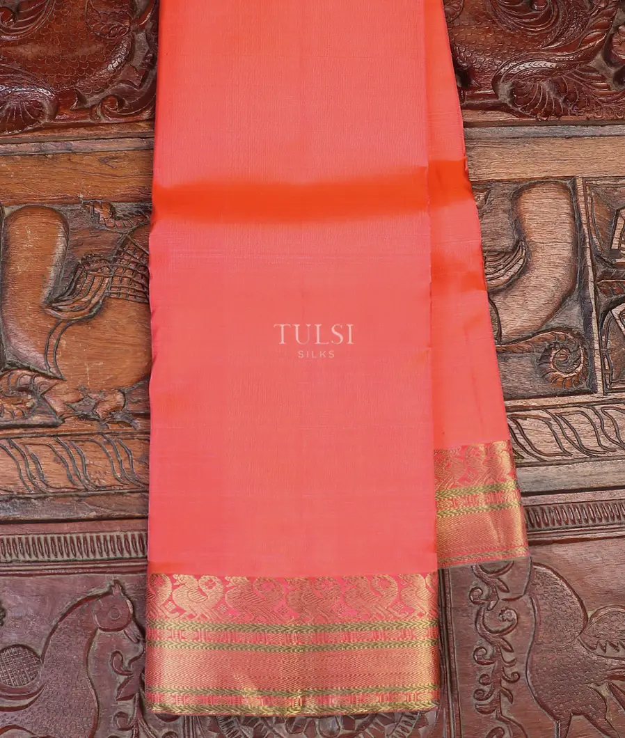 Orangish Pink Soft Silk Saree T616753-image