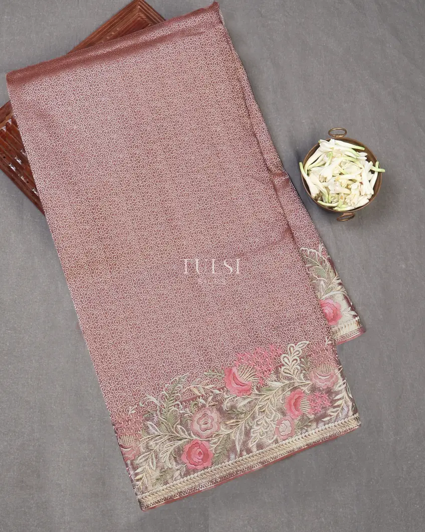 Mauve Pink Kanjivaram Embroidery Silk Saree T612094-image