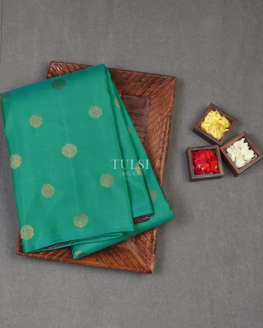 Bluish Green Kanjivaram Silk Saree T601081-image