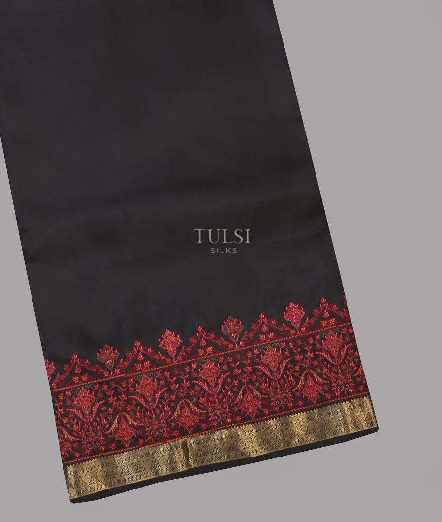 Black Soft Silk Embroidery Saree T616787-image