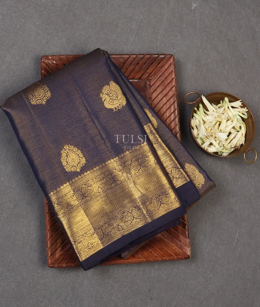 Midnight Blue Kanjivaram Silk Saree T618530-image