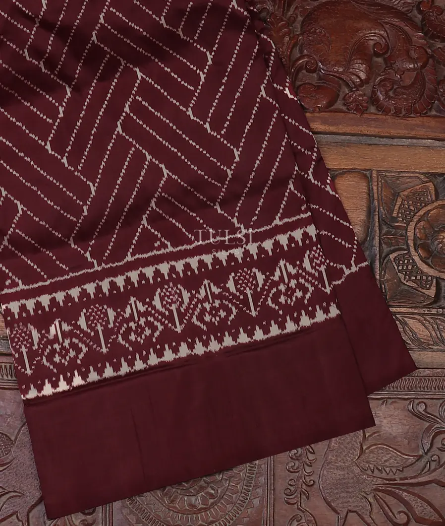 Brown Ikat Silk Saree T610004-image