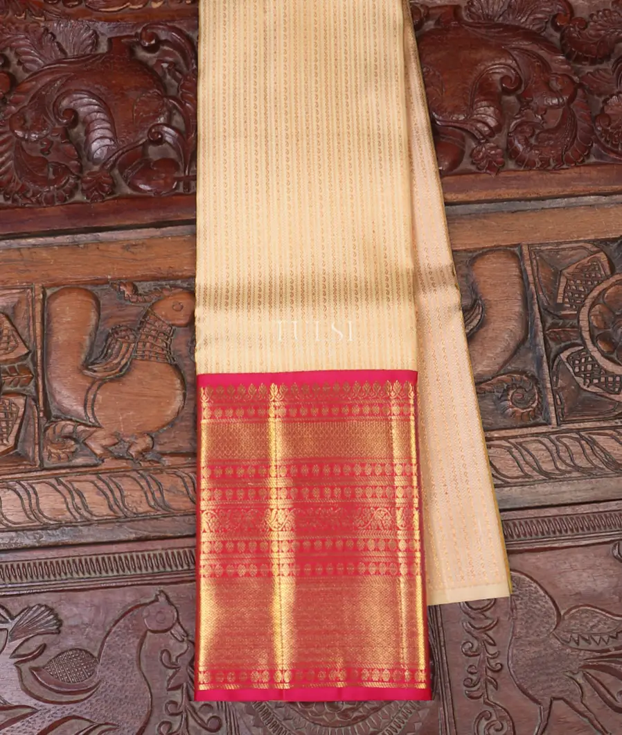Off-White Kanjivaram Silk Pavadai T611385-image