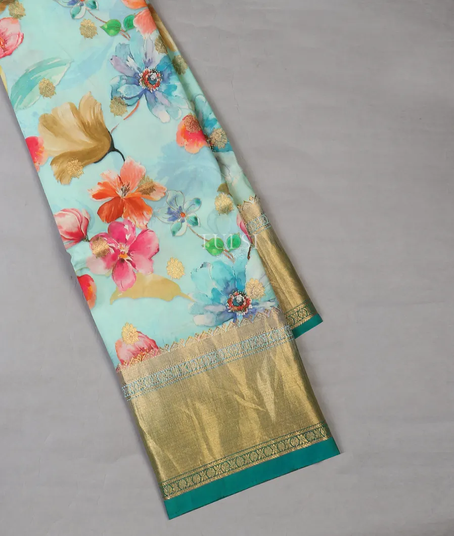 Blue Printed Soft Silk Saree T608471-image