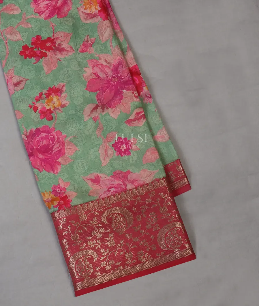 Green Chaniya Silk Saree T605848-image