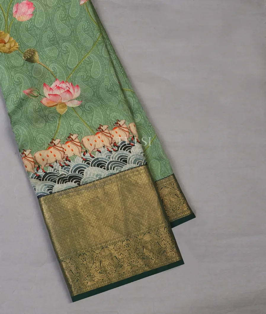 Green Printed Soft Silk Saree T593790-image