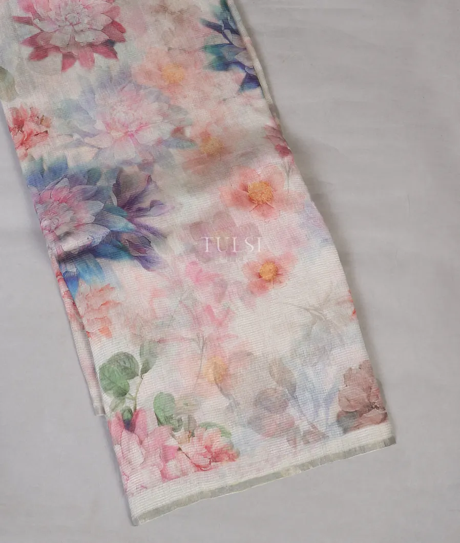 Light Grey Tissue Organza Printed Saree T614983-image