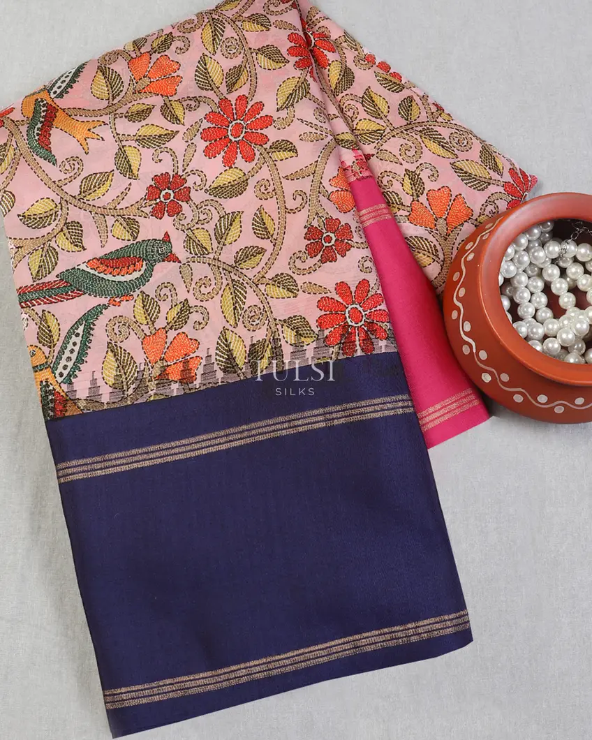 Pink Printed Soft Silk Saree T616774-image