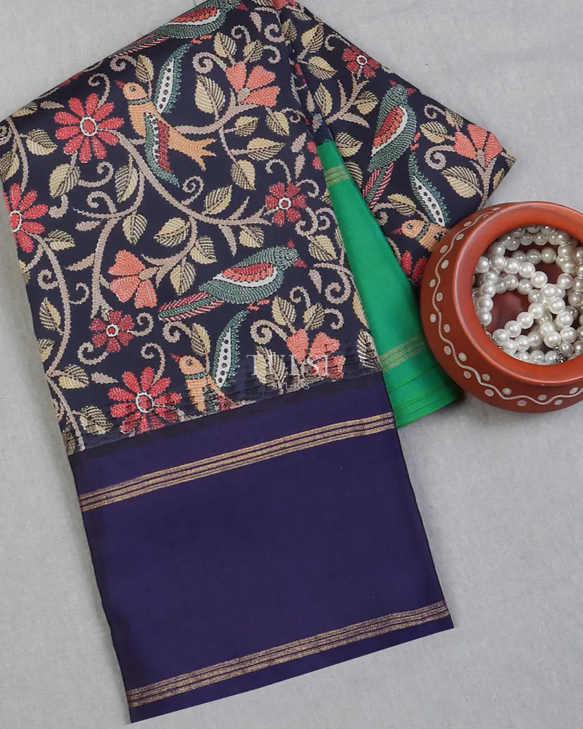 Blue Printed Soft Silk Saree T616782-image