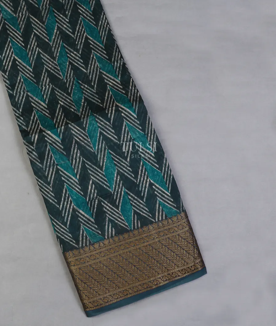 Blue Soft Printed Cotton Saree T617227-image