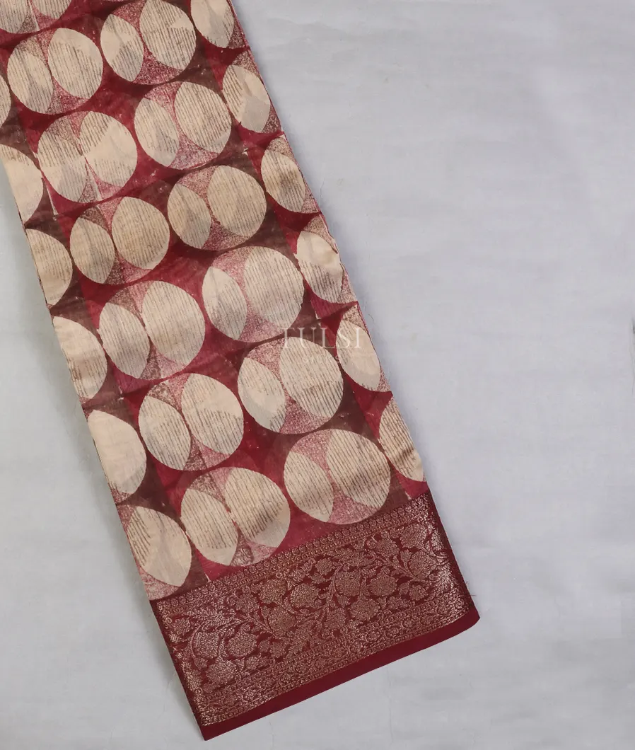 Maroon Soft Printed Cotton Saree T617029-image
