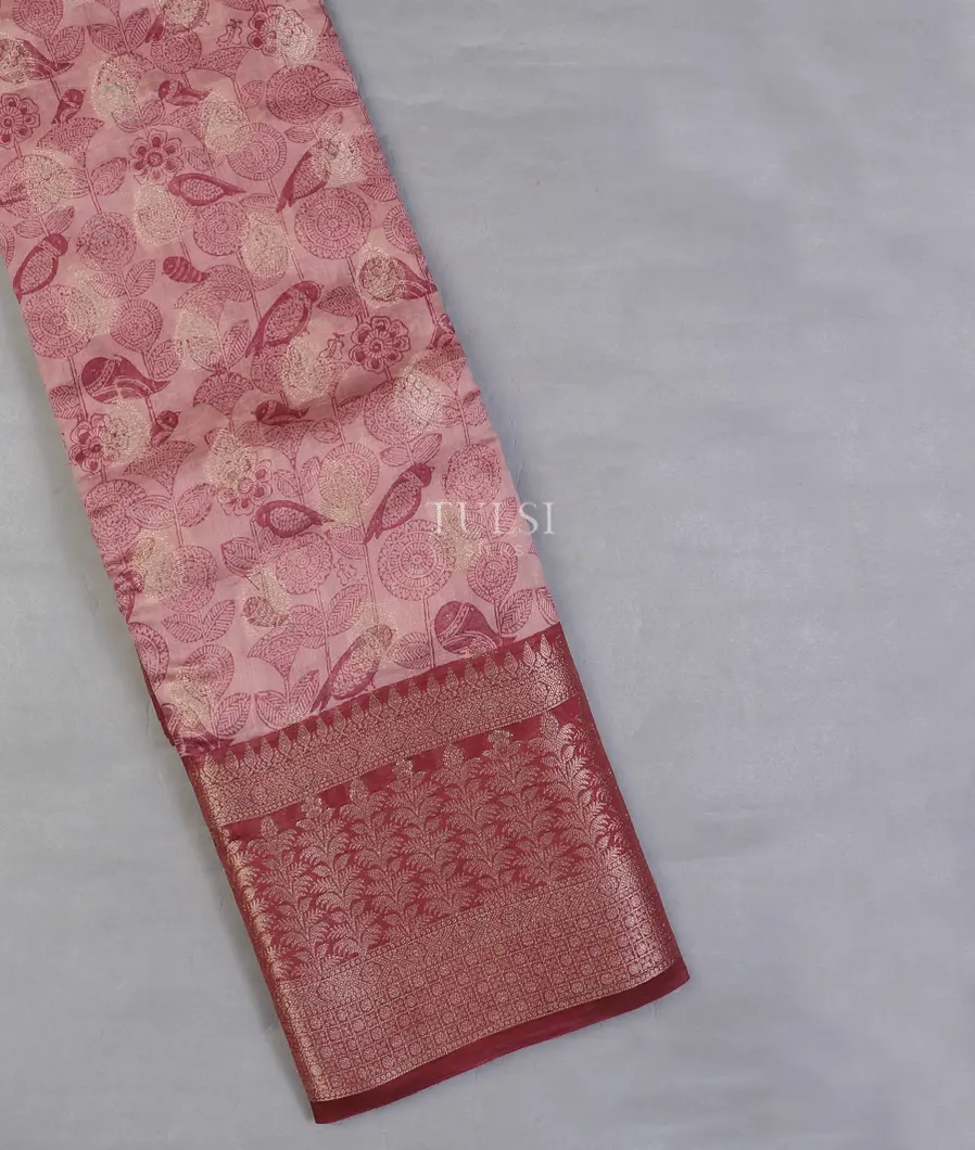 Pink Soft Printed Cotton Saree T617043-image
