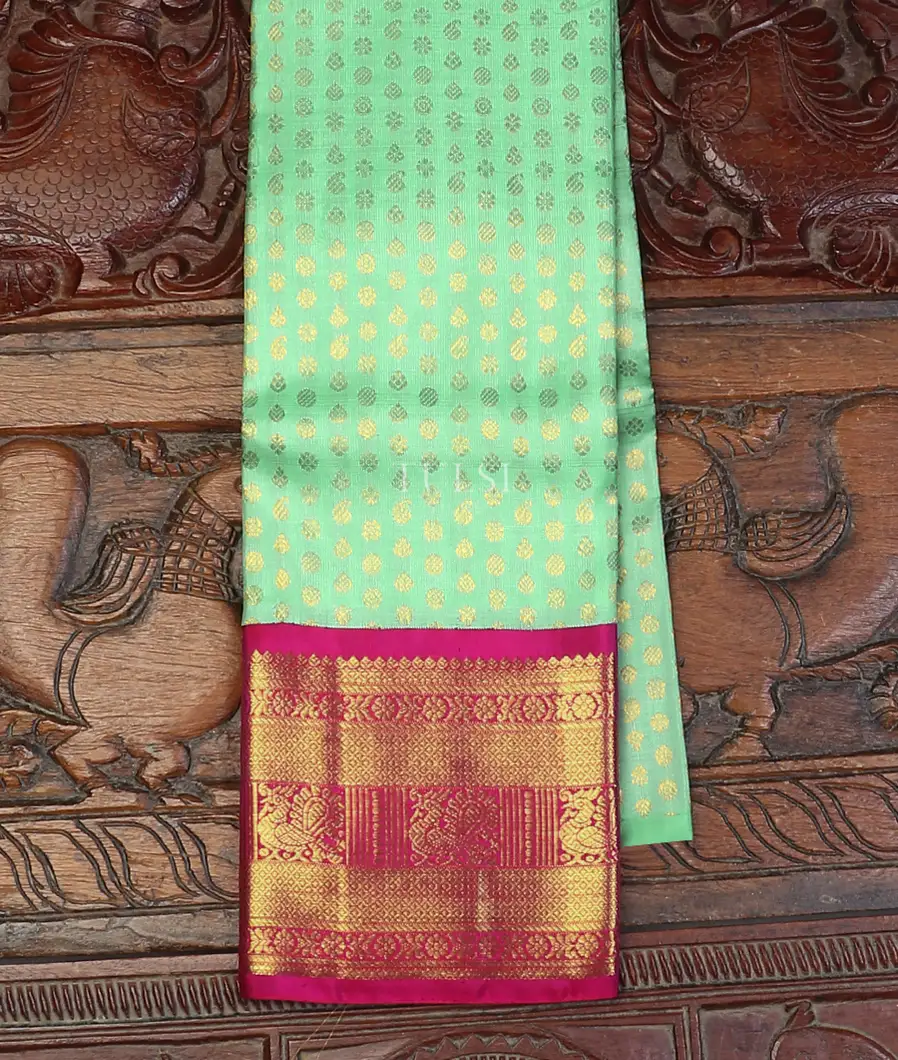Green Kanjivaram Silk Kids Pavadai T432432-1-image