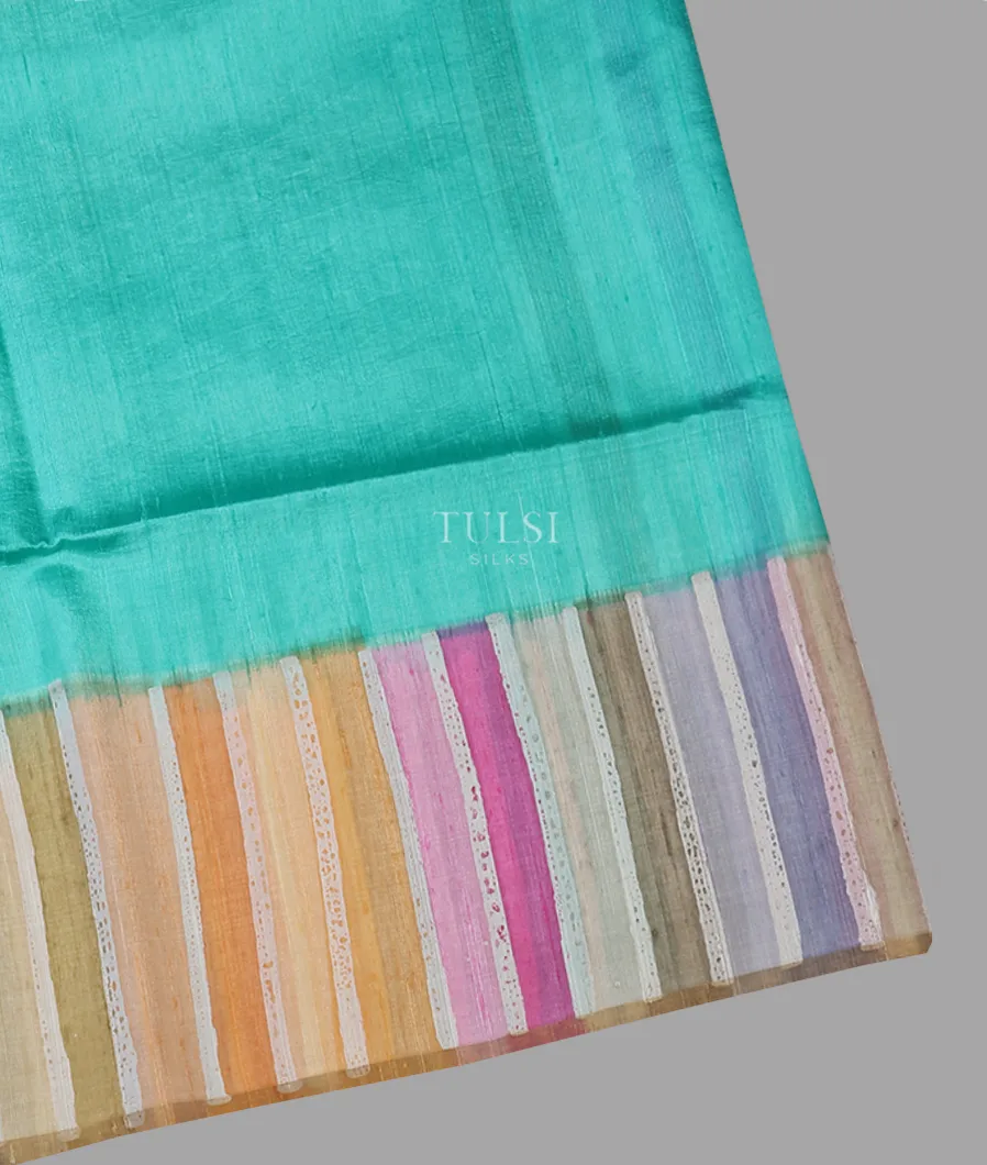 Blue Tussar Printed Saree T601022-image
