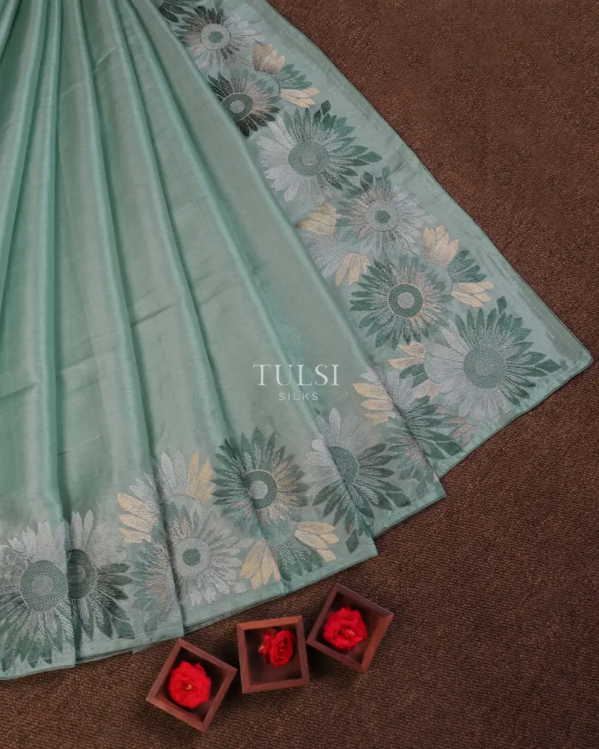Blue Tussar Embroidery Saree T620230-image