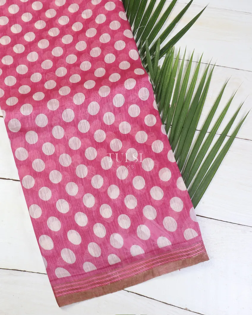 Pink Linen Printed Saree T620283-image