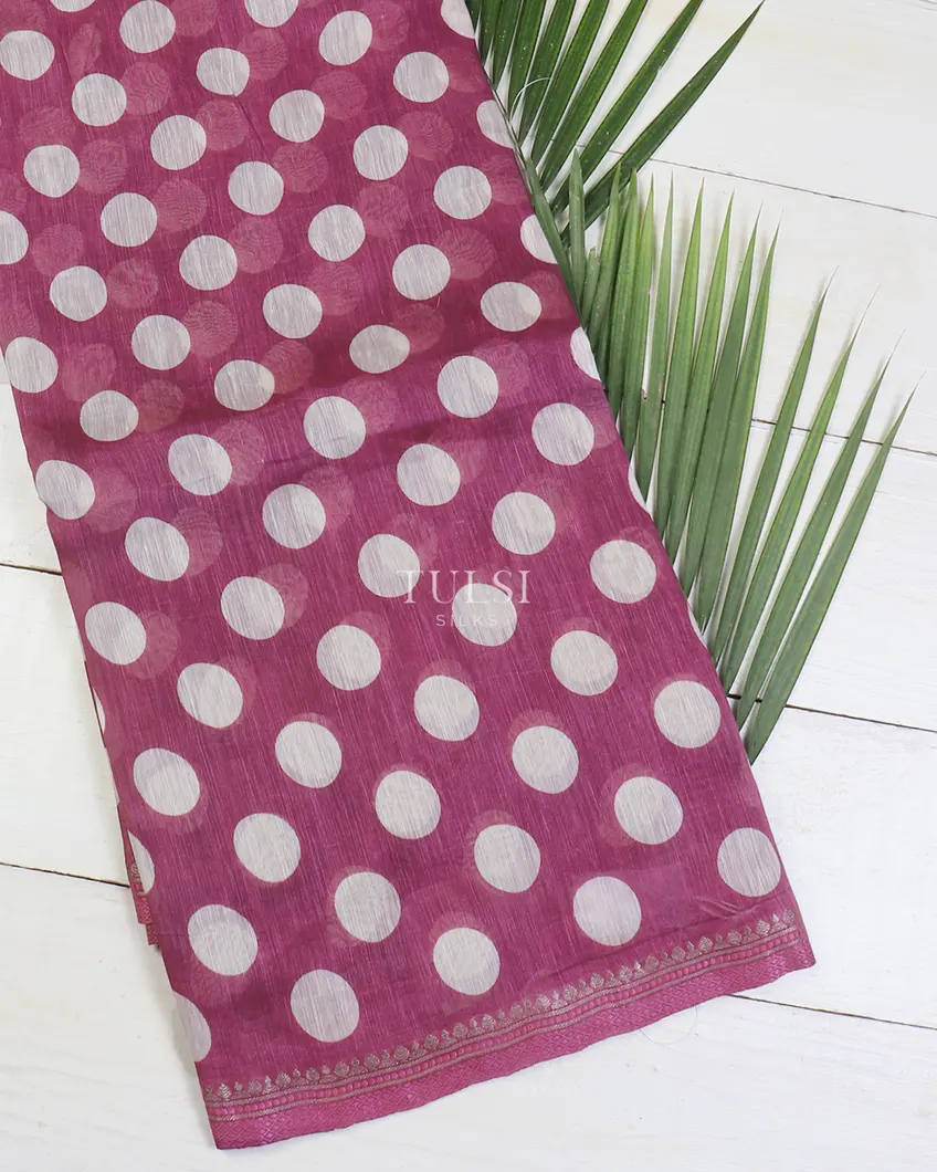 Purple Linen Printed Saree T620286-image