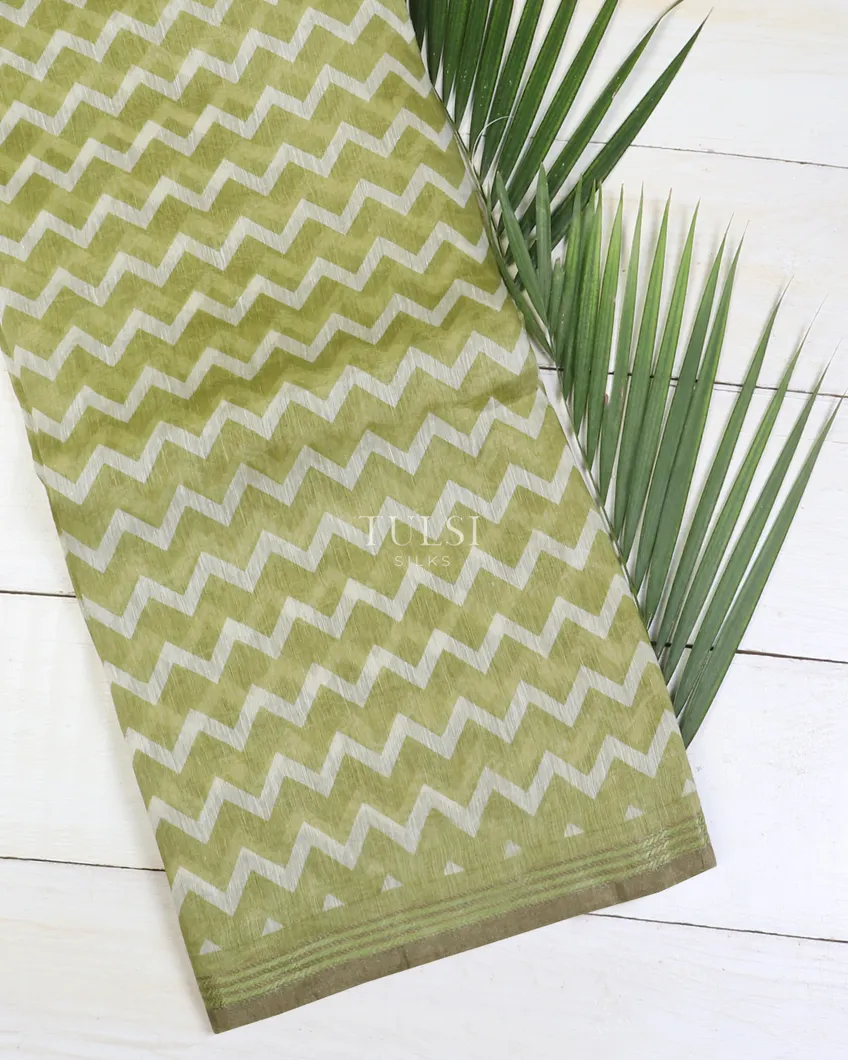 Green Linen Printed Saree T620288-image