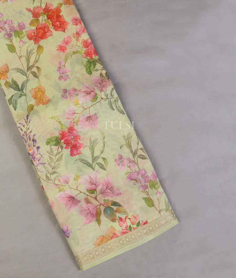 Light Green Tussar Cotton Saree T619159-image