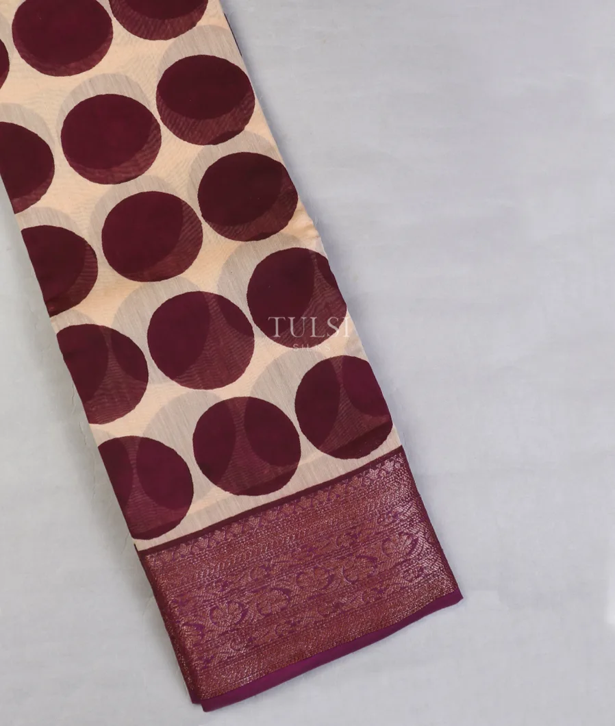 Beige Soft Printed Cotton Saree T615103-image