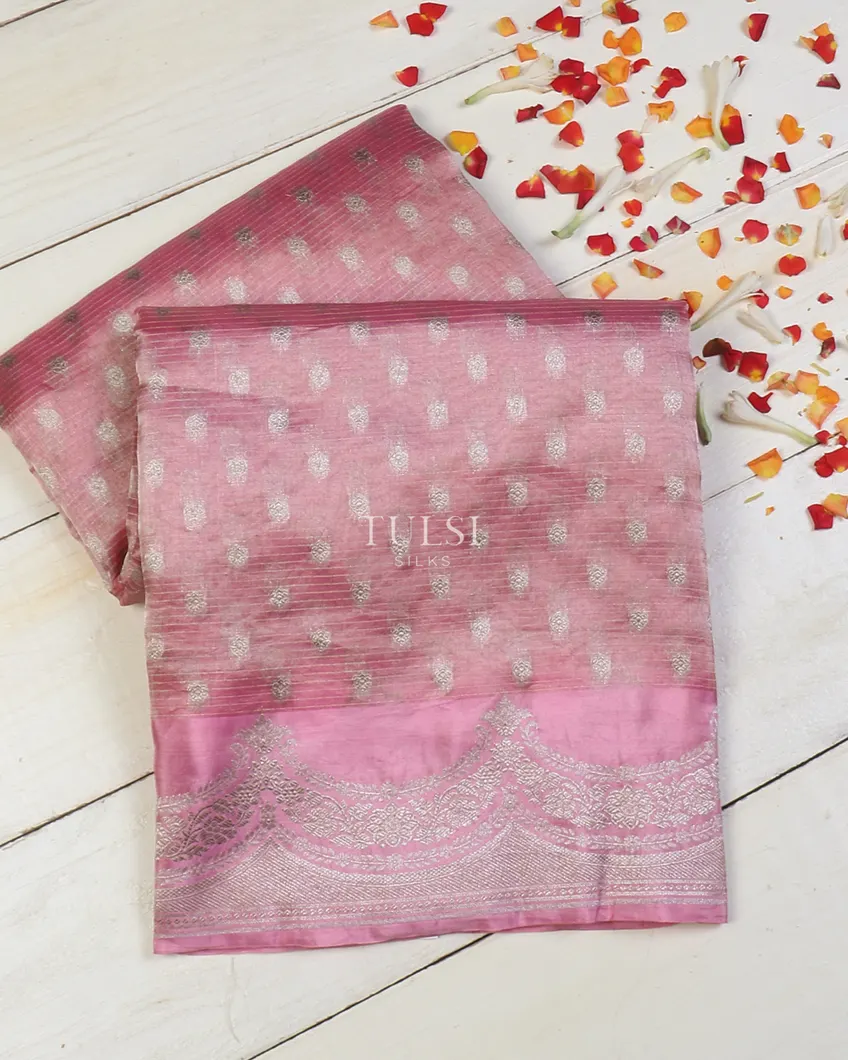 Pink Banaras Tissue Organza Saree T620147-image