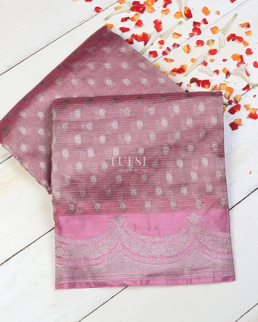 Lavender Pink Banaras Tissue Organza Saree T620143-image