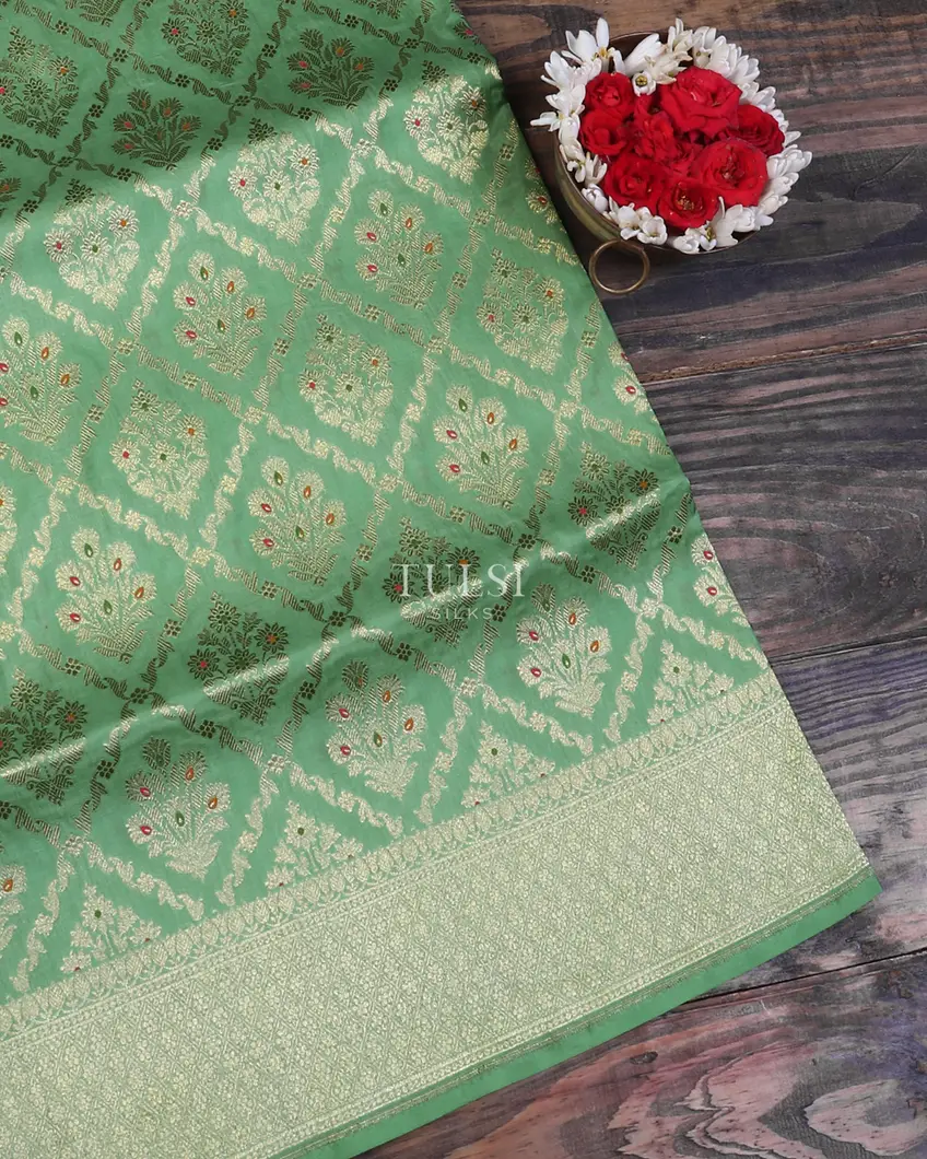 Green Banaras Silk Saree T615937-image