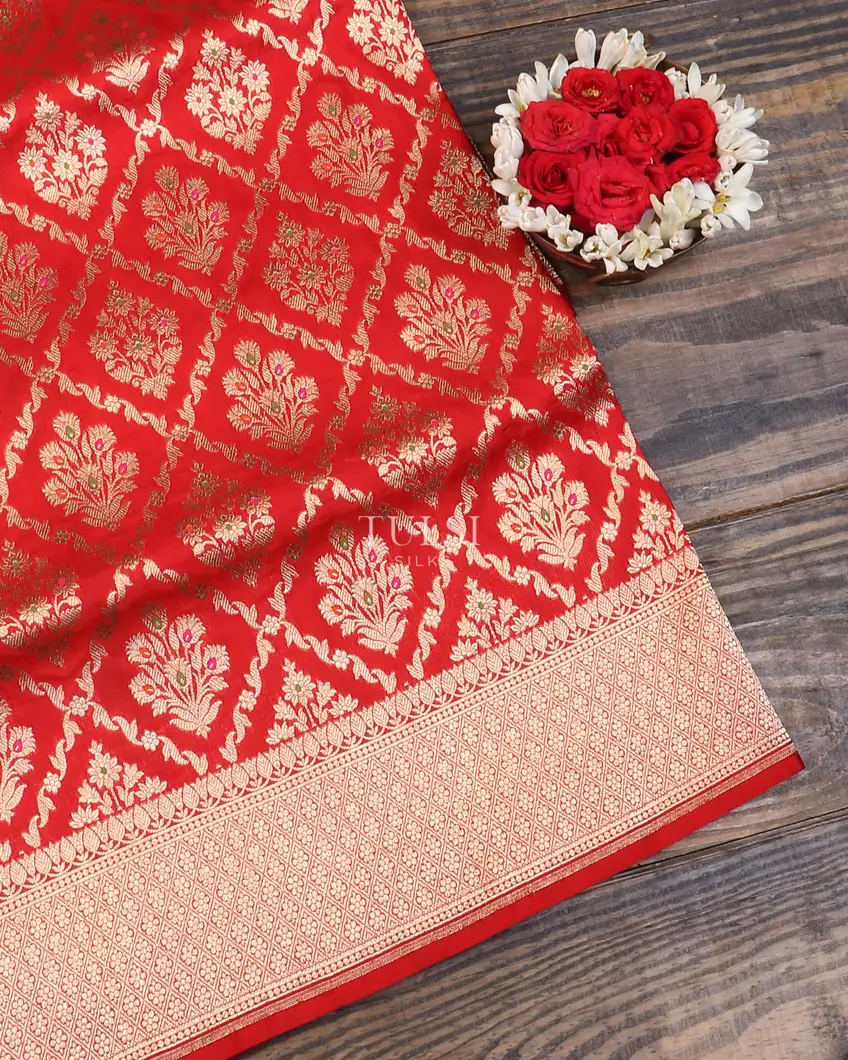 Red Banaras Silk Saree T615941-image