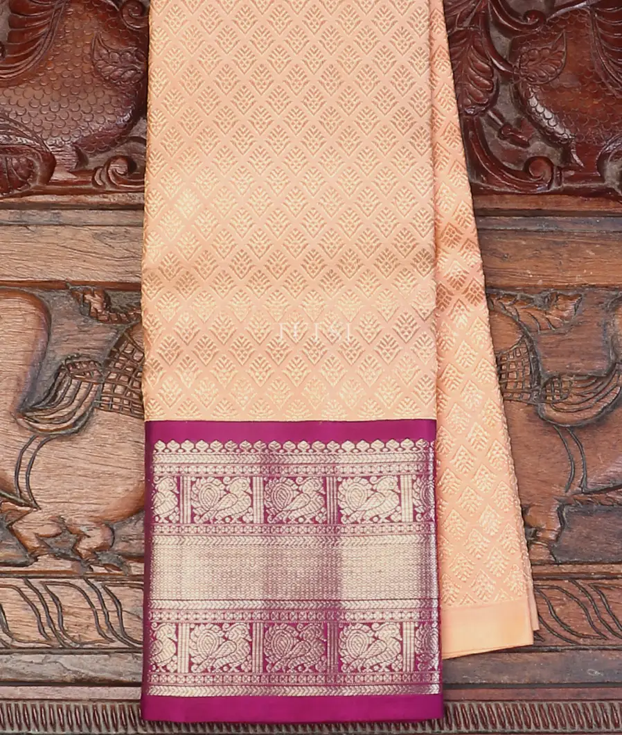 Beige Kanjivaram Silk Kids Pavadai T619475-image