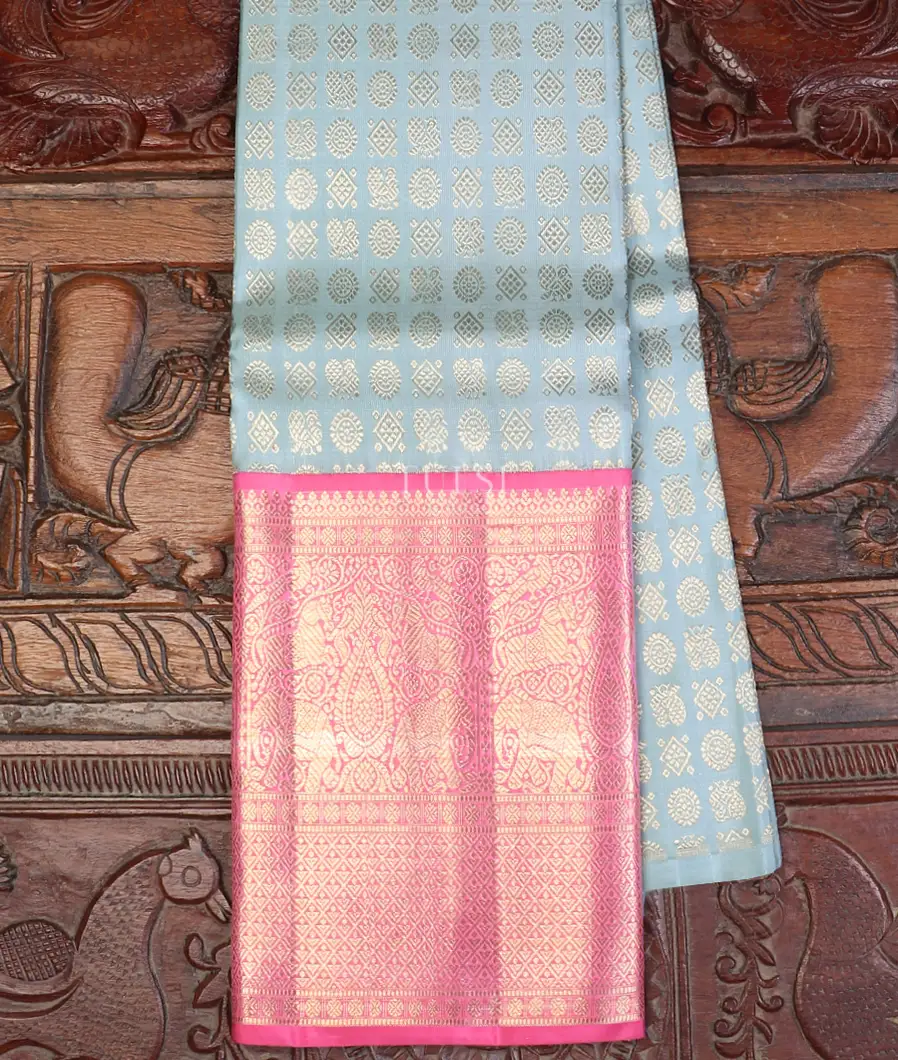 Bluish Grey Kanjivaram Silk Pavadai T619499-image