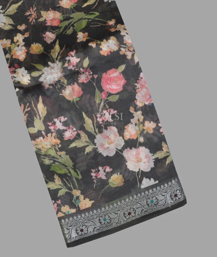 Black Tussar Cotton Saree T619155-image