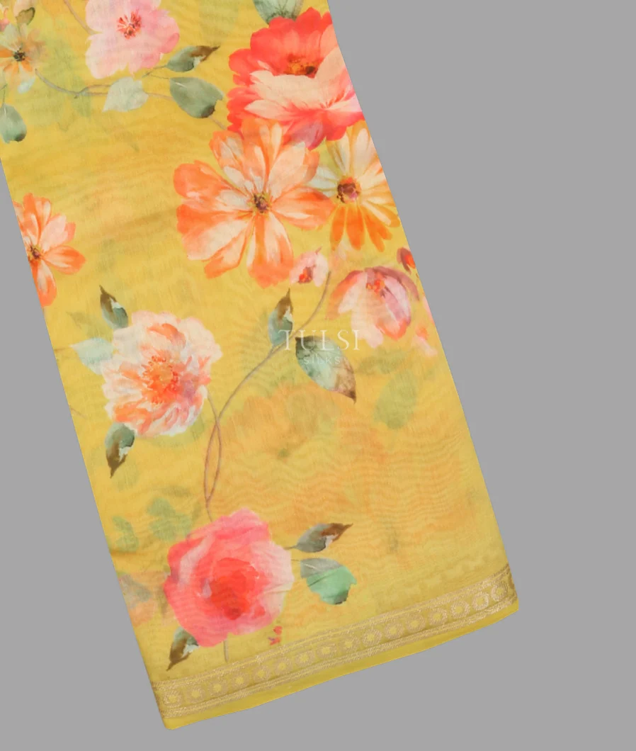Yellow Tussar Cotton Saree T619151-image