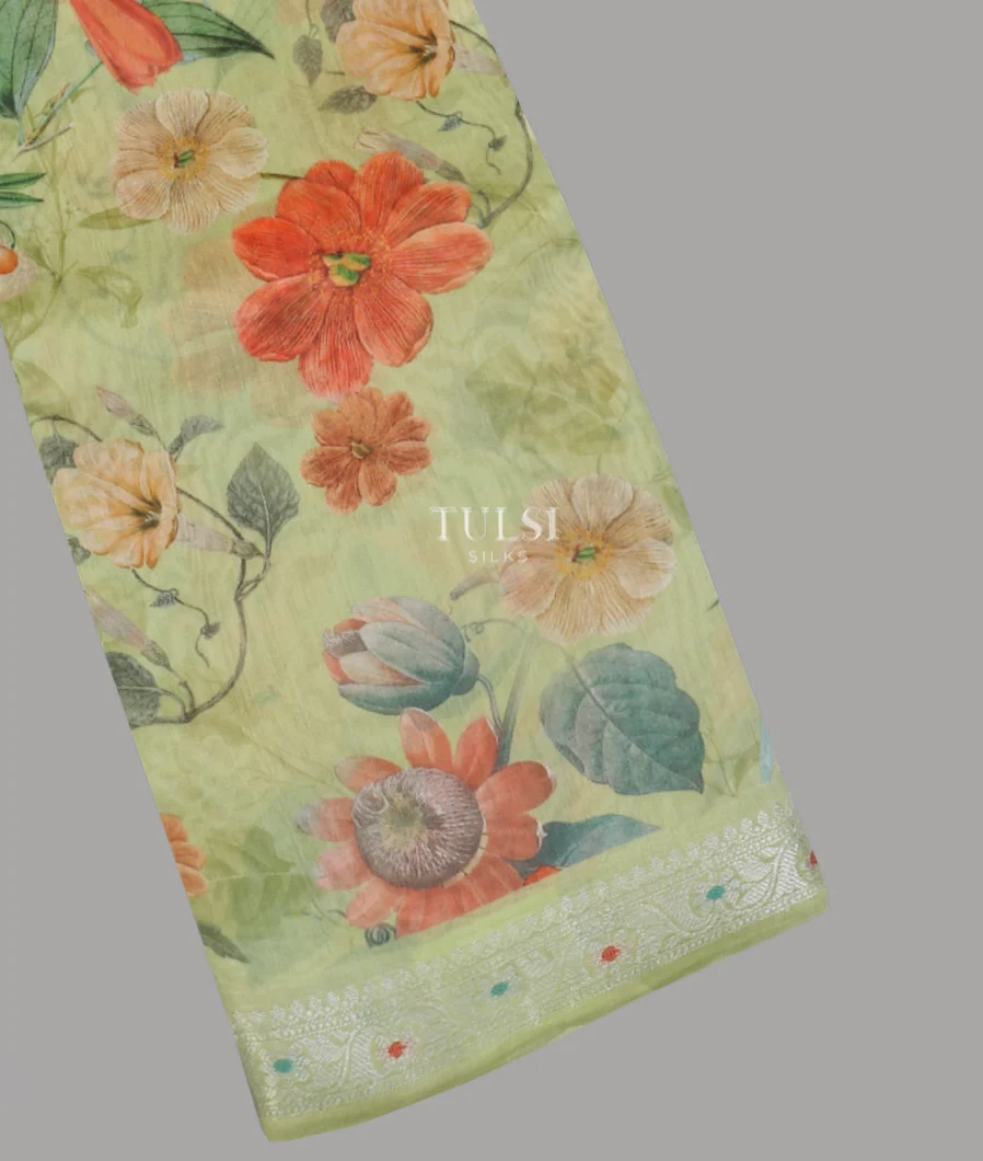 Green Tussar Cotton Saree T619146-image
