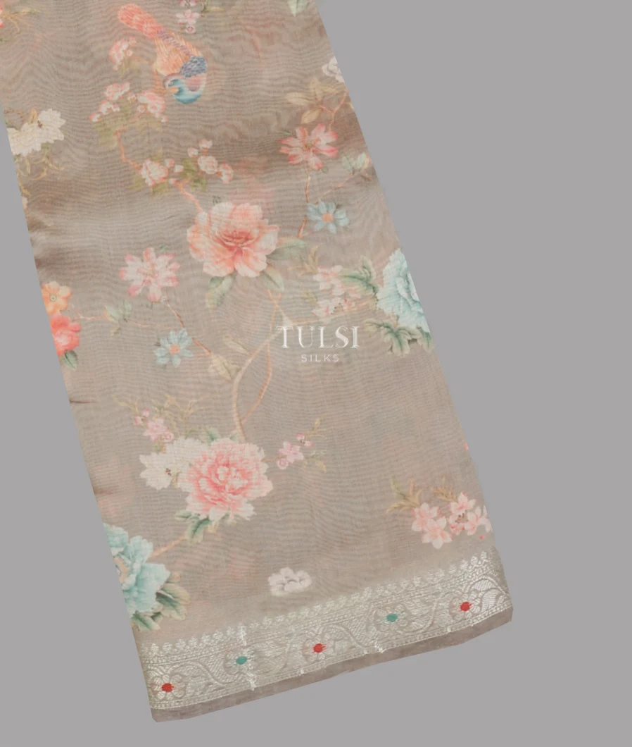 Grey Tussar Cotton Saree T619157-image