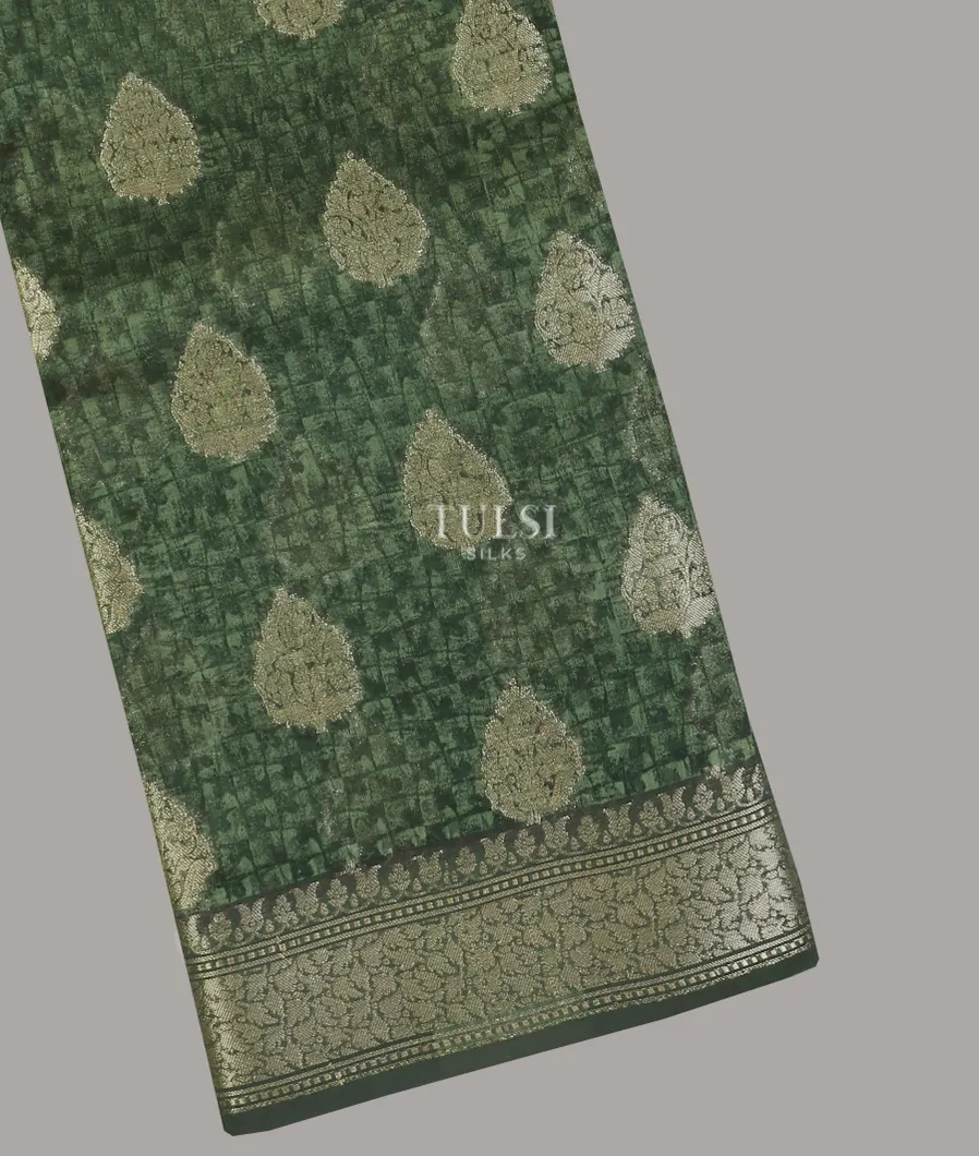 Green Soft Printed Cotton Saree T617047-image