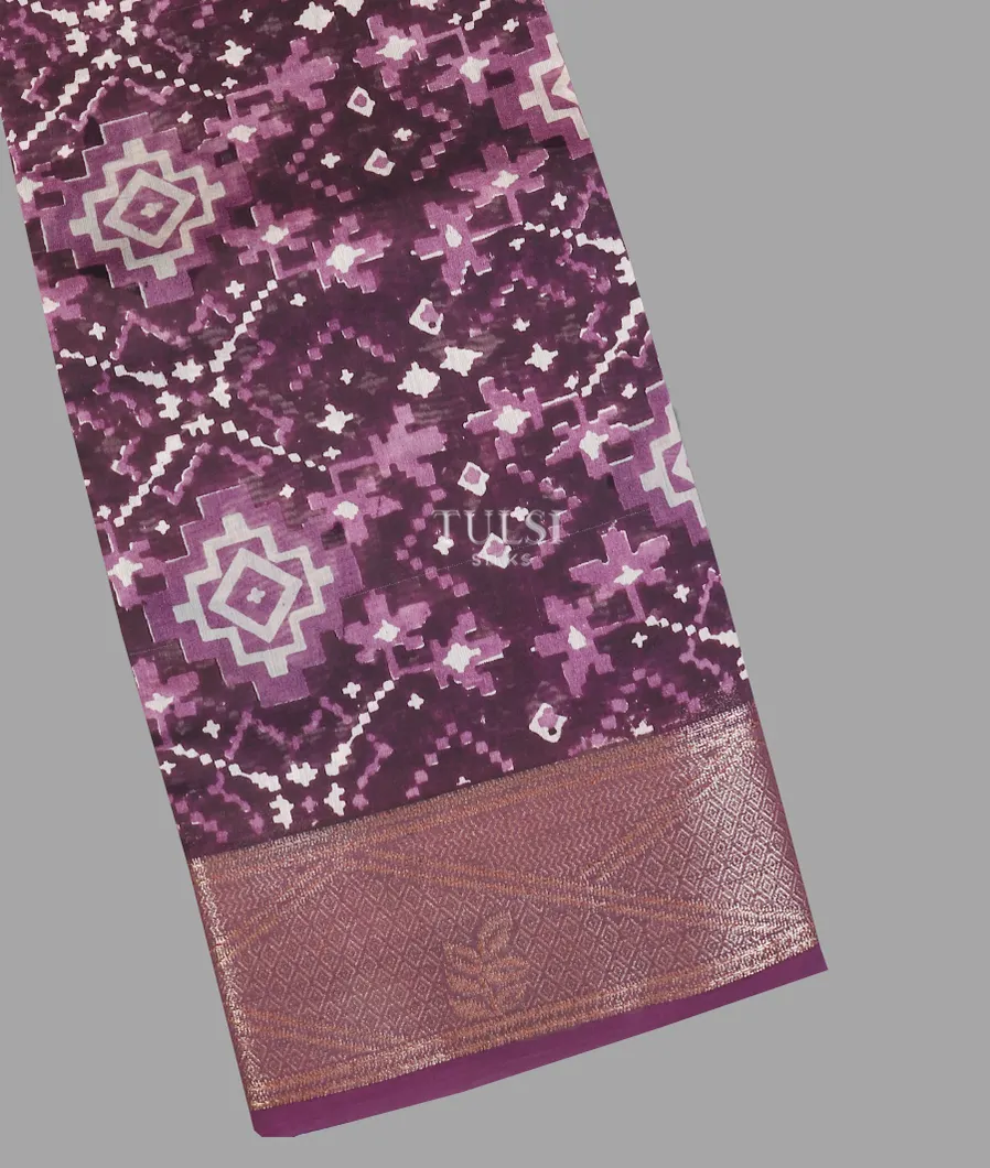 Purple Soft Printed Cotton Saree T617034-image