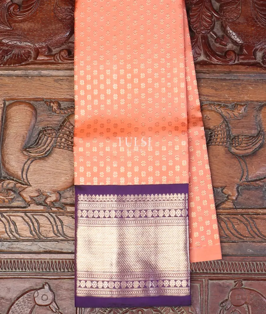Peach Kanjivaram Silk Kids Pavadai T619462-image