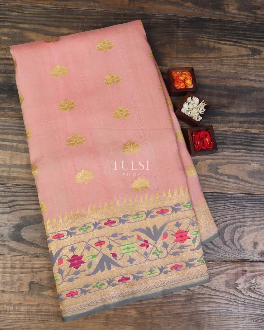 Pink Banaras Tussar Georgette Saree T524043-image
