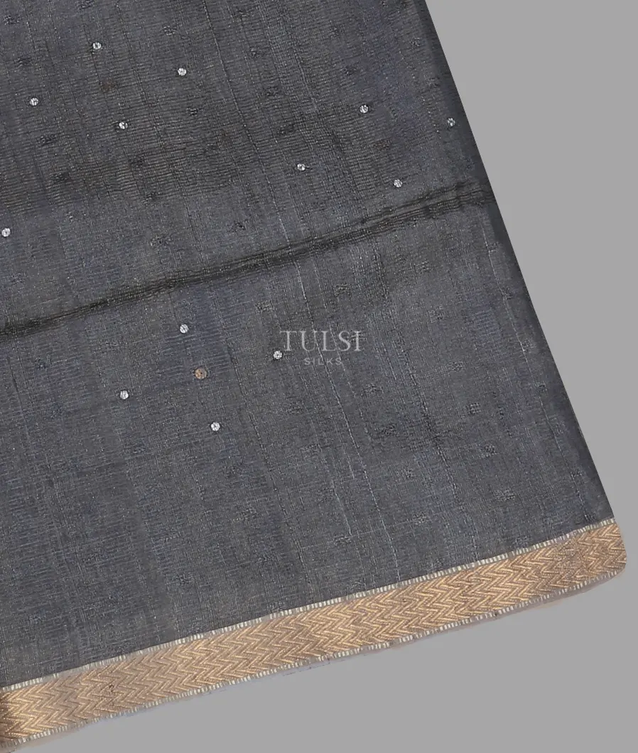 Grey Handwoven Tussar Saree T604798-image