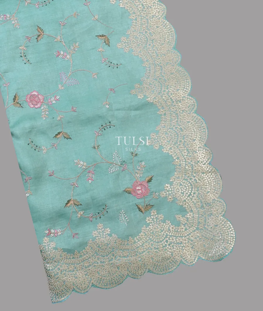 Blue Tussar Embroidery Saree T571996-image