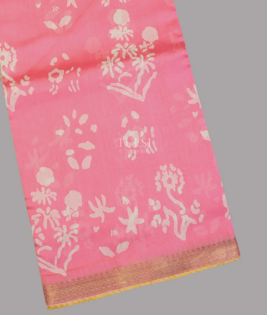 Pink Printed Cotton Saree T615513-image