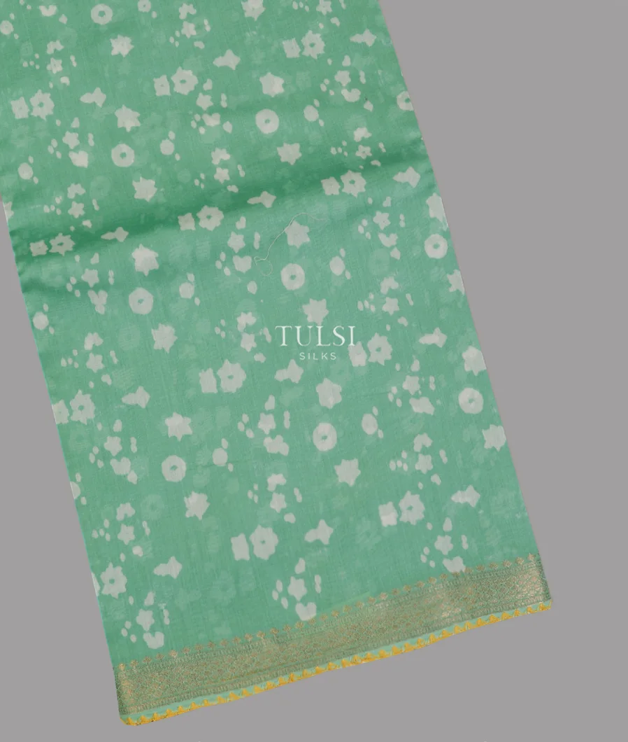 Bluish Green Printed Cotton Saree T615519-image