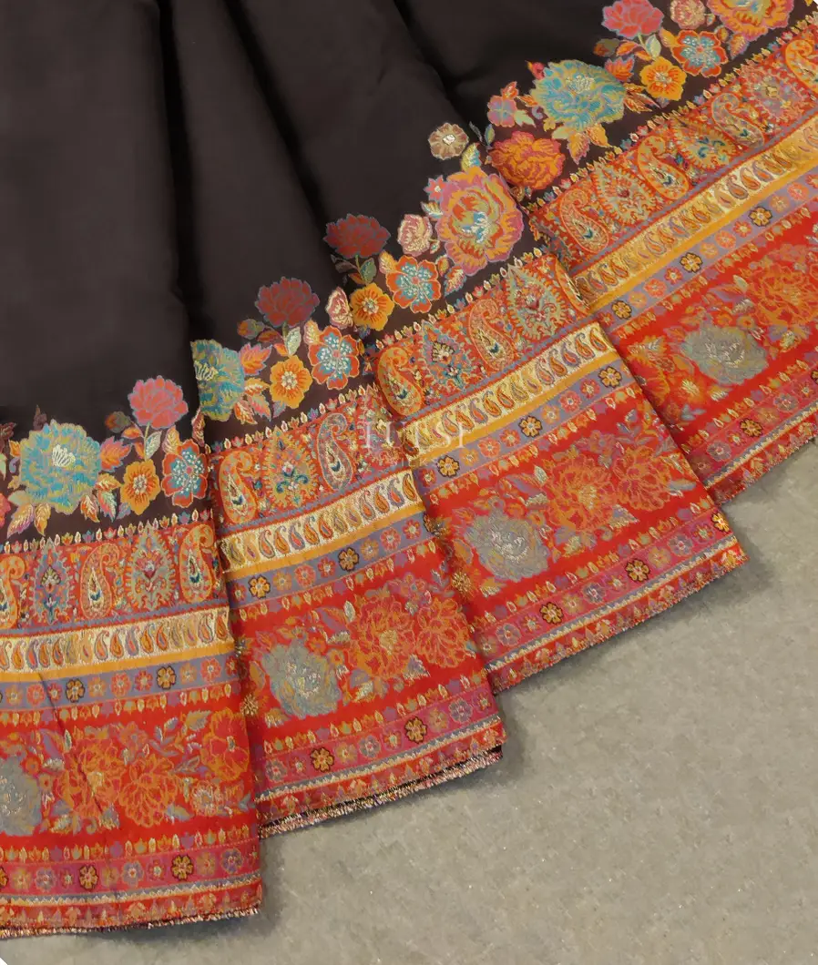 Black Kashmir Kani Silk Saree T585381-image