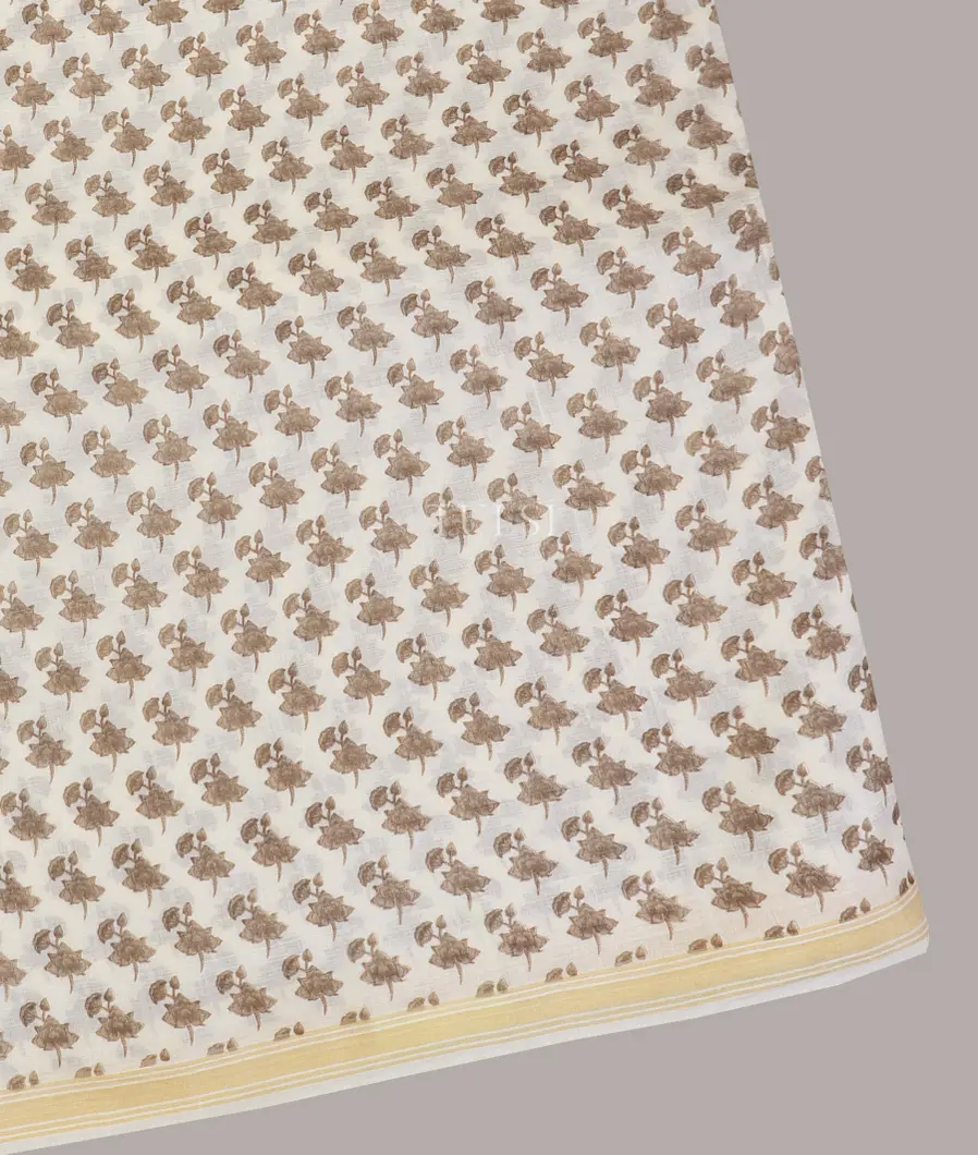 Off - White Maheshwari Printed Cotton Saree T608371-image