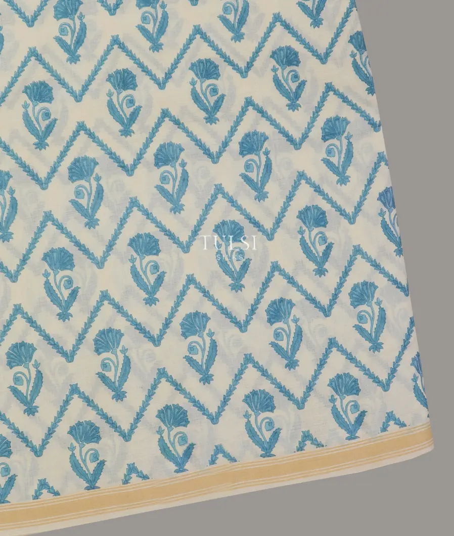 Off - White Maheshwari Printed Cotton Saree T608378-image
