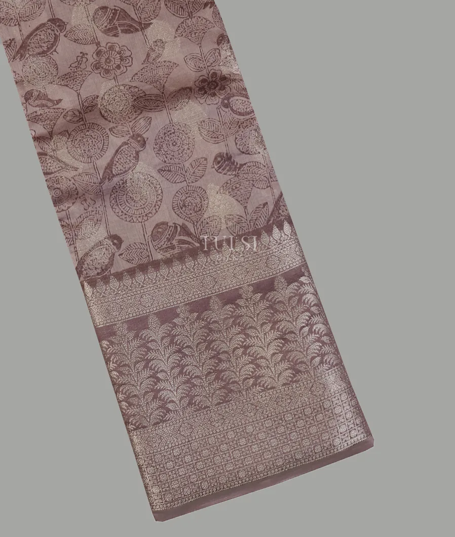 Light Purplish Grey Soft Printed Cotton Saree T617046-image