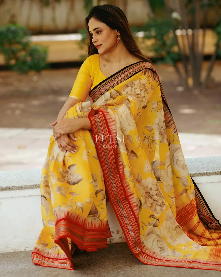 Yellow Vidarbha Tussar Saree T604821-image